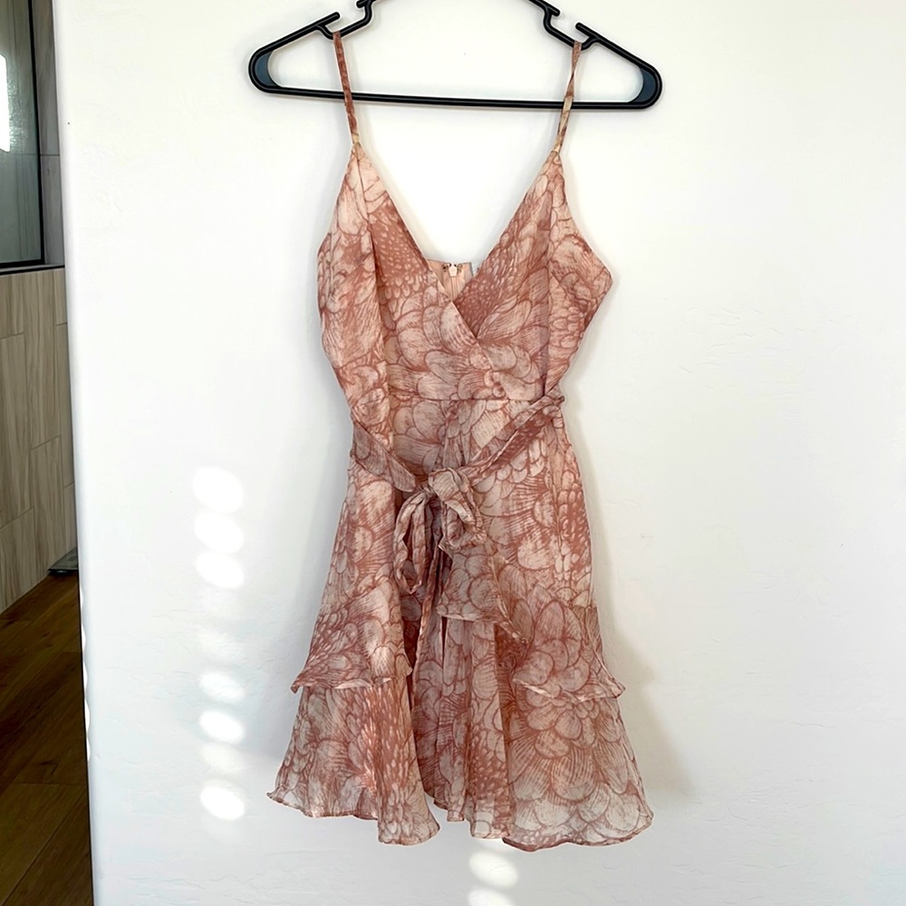 Flowy blush floral mini dress
